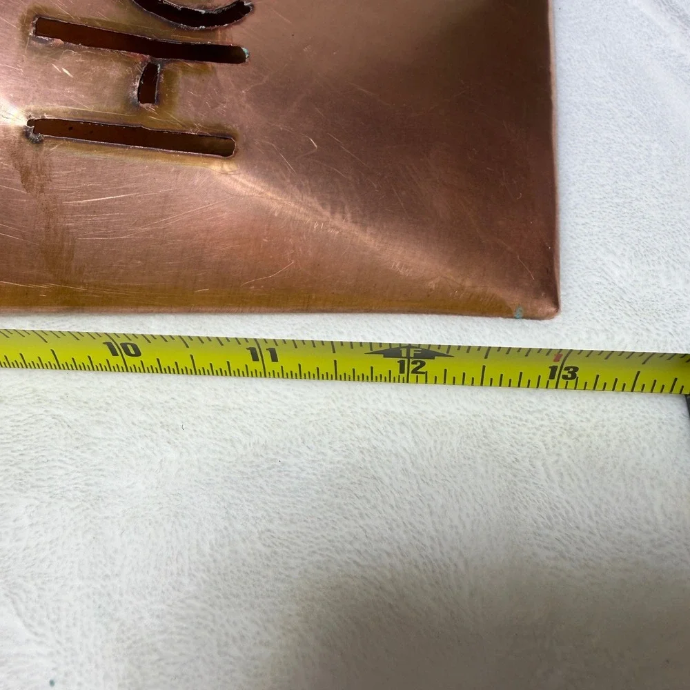 Copper Ho Ho Ho Wall Pocket Bucket‎ Christmas Decor Star Wire Handle